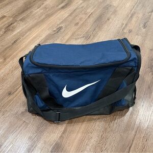 Nike Men's Navy and Black Duffel Bag with White Swoosh